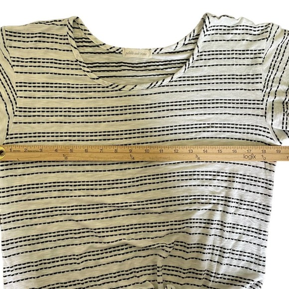 Pebble & Stone Rayon Black and White Front Tied T-Shirt Size L - Picture 6 of 7